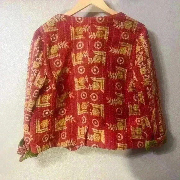 Antik Batik Kantha quilted Kelly Jacket EUC cotton - Picture 5 of 6